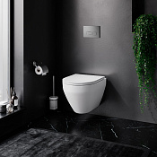 Am.Pm Spirit V2.0 Комплект: унитаз безободковый, инсталляция, кнопка, сиденье, цвет: белый глянец IS47031.701700