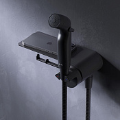 Am.Pm Func Гигиенический душ: смесит, ручной душ, шланг 120 см, полочка, цвет: черный матовый F0H8F922