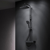 Am.Pm Func Душевая стойка: термостат, верхний и ручной душ, шланг, цвет: черный матовый F078F222