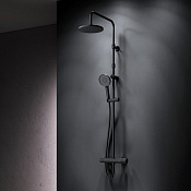 Am.Pm X-Joy Душевая стойка: термостат, верхний и ручной душ, шланг, цвет: черный матовый F0785A422