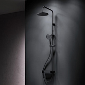Am.Pm X-Joy Душевая стойка: смеситель, верхний и ручной душ, шланг, цвет: черный матовый F0785A622