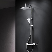 Am.Pm Func Душевая стойка: смеситель, верхний и ручной душ, шланг, цвет: хром глянцевый F078F700