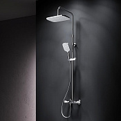 Am.Pm Func Душевая стойка: термостат, верхний и ручной душ, шланг, цвет: хром глянцевый F078F500