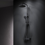 Am.Pm Inspire V2.0 Душевая стойка: термостат, верхний и ручной душ, шланг, цвет: черный матовый F0750A422