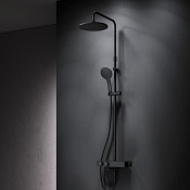 Am.Pm Inspire V2.0 Душевая стойка: термостат, верхний и ручной душ, шланг, цвет: черный матовый F0750A522