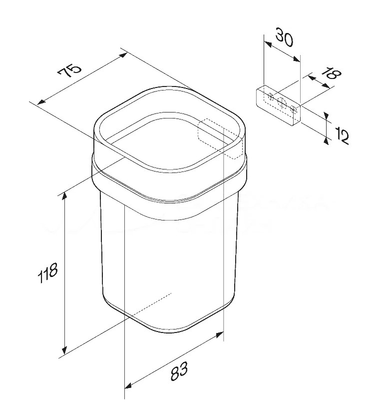 Am.Pm Func Стакан подвесной, стеклянный, цвет: хром глянцевый A8F34300
