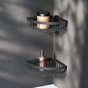 Am.Pm Sense L Полка-корзина 30 см, угловая, двухъярусная, цвет: черный матовый A7452222