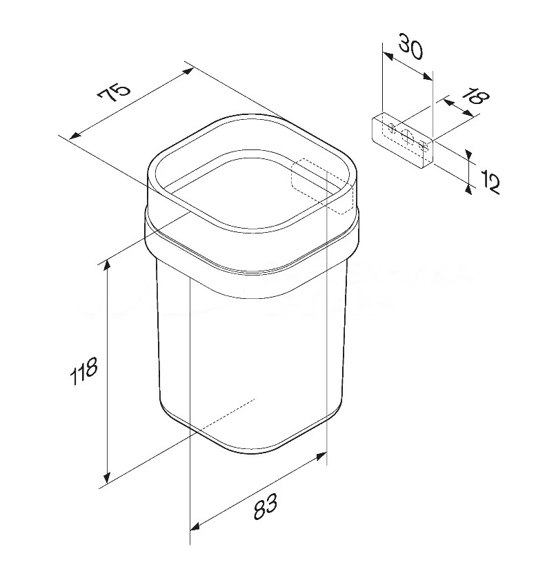 Am.Pm Func Стакан подвесной, стеклянный, цвет: черный матовый A8F34322
