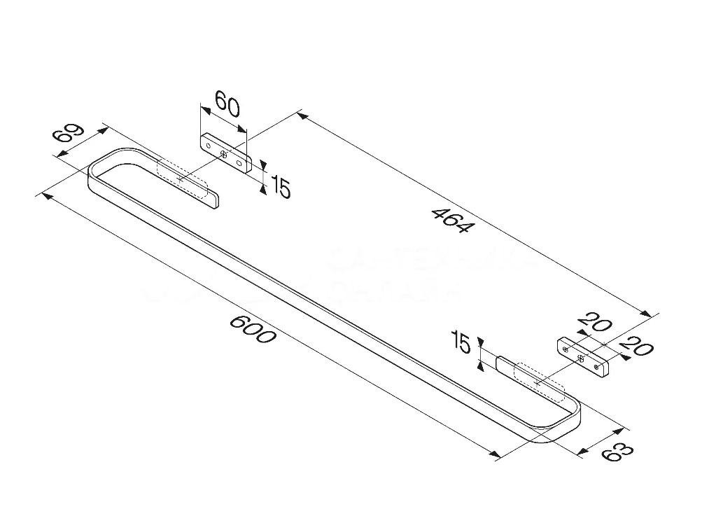 Am.Pm Func Полотенцедержатель 60 см, подвесной, цвет: хром глянцевый A8F346400