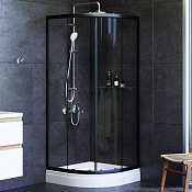 Am.Pm X-Joy Душевой уголок 80х80х180h см, стекло прозрачное 4 мм, без поддона, цвет: черный матовый W88G-205-080BT64