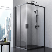Am.Pm Gem S Душевой уголок 120х90х200h см, стекло прозрачное 5 мм, без поддона, цвет: черный матовый W93G-404-120290-BT