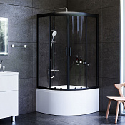 Am.Pm Gem Душевой уголок 90х90х150h см, стекло прозрачное 5 мм, без поддона, цвет: черный матовый W90G-401A090BT