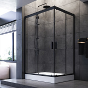 Am.Pm Gem Душевой уголок 120х90х200h см, стекло прозрачное 5 мм, без поддона, цвет: черный матовый W90G-404-120290-BT