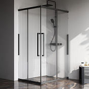 Am.Pm Func Душевой уголок 117,8х87,8х200h см, стекло прозрачное 6 мм, без поддона, цвет: черный мат. W84G-403-12090-BТ