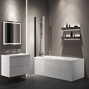 Am.Pm Gem Шторка на ванну 80х140h см, стекло матовое 6 мм, цвет: черный матовый W90BS-D080-140BT