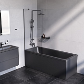 Am.Pm Gem Шторка на ванну 80х140h см, стекло прозрачное 8 мм, цвет: черный матовый W90BS-080-140BT