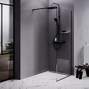 Am.Pm Func Душевое ограждение walk-in 80,1х200h см, прозрачное 8 мм, цвет: черный матовый W84WI-80-F1-BTE