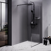 Am.Pm Func Душевое ограждение walk-in 90,1х200h см, прозрачное 8 мм, цвет: черный матовый W84WI-90-F1-BTE