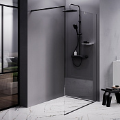 Am.Pm Func Душевое ограждение walk-in 120,1х200h см, прозрачное 8 мм, цвет: черный матовый W84WI-120-F1-BTE