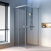 Am.Pm X-Joy Душевой уголок 98,4х78,4х190h см, стекло прозрачное 6 мм, без поддона, цвет: хром мат. W94G-403-10080-MТ