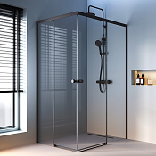 Am.Pm X-Joy Душевой уголок 118,4х88,4х190h см, стекло прозрачное 6 мм, без поддона, цвет: черный мат W94G-403-12090-BТ