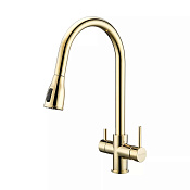 Paulmark Lange Смеситель для кухни с выдвижным изливом и возм. подкл. фильтра, цвет: светлое золото La214212-LG