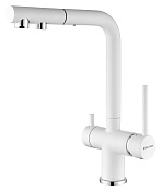Paulmark Serpentine Смеситель для кухни с выдвижным изл. и возм. подкл. фильтра, цвет: белый матовый Se213222-WH