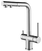 Paulmark Serpentine Смеситель для кухни с выдвижным изливом и возм. подк. фильтра, цвет: браш. сталь Se213222-BS