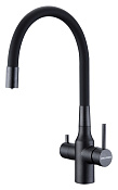 Paulmark Salix Смеситель для кухни с гибким изливом и возможностью подключения фильтра, цвет: черный Sa213419-BLM