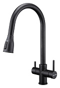 Paulmark Lange Смеситель для кухни с выдвижным изливом и возможностью подключ. фильтра, цвет: черный La214212-BLM