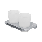 Cezares Liner Стакан с держателем двойной, подвесной, матовое стекло, цвет: хром LINER-TUMDS-01