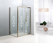 Cezares Giubileo Душевой уголок 121x91x195h см, прозрач. с рисунком стекло 6 мм, цвет: браш. бронза GIUBILEO-AH-1-120/90-SCORREVOLE-CP-Br