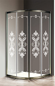 Cezares Giubileo Душевой уголок 100x100x195h см, прозр. с рисунком стекло 6 мм, цвет: браш. бронза GIUBILEO-R-2-100-SCORREVOLE-CP-Br