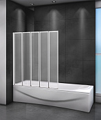 Cezares Relax Шторка на ванну левая 124,3x140h см, рифленое стекло 4 мм, цвет: белый глянцевый RELAX-V-5-120/140-P-Bi-L