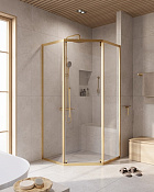 Cezares Relax 304 Душевой уголок 100x100x200h см, прозрачное стекло 8 мм, цвет: брашированное золото RELAX-304-P-1-100-C-BORO
