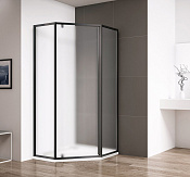 Cezares Eco Душевой уголок 89,5x89,5x195h см, рифленое стекло 6 мм, цвет: черный матовый ECO-O-P-1-90-P-NERO