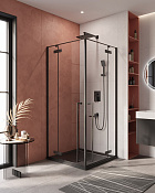Cezares Liner Душевой уголок 90x90x195h см, прозрачное стекло 6 мм, цвет: черный матовый LINER-A-2-90-C-NERO