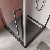 Cezares Liner Душевой уголок правый 120x90x195h см, прозрачное стекло 6 мм, цвет: оружейная сталь LINER-AH-1-120/90-C-GM-R