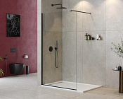 Cezares Liberta Душевая перегородка 120x195h см, прозрачное стекло 8 мм, цвет: черный матовый LIBERTA-L-1-120-120-C-NERO