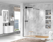 Cezares Liberta Душевая перегородка 70x195h см, прозрачное стекло 8 мм, цвет: черный матовый LIBERTA-L-1-70-C-NERO