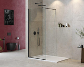 Cezares Liberta Душевая перегородка 90x195h см, прозрачное стекло 8 мм, цвет: черный матовый LIBERTA-L-1-90-120-C-NERO