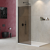 Cezares Liberta Душевая перегородка 80x195h см, тонированное стекло 8 мм, цвет: черный матовый LIBERTA-L-1-TB-80-BR-NERO