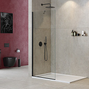 Cezares Liberta Душевая перегородка 95x195h см, прозрачное стекло 8 мм, цвет: черный матовый LIBERTA-L-1-TB-95-C-NERO