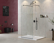 Cezares Liberta Душевая перегородка 100x195h см, прозрачное стекло 8 мм, цвет: черный матовый LIBERTA-L-2-100-120-C-NERO