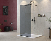 Cezares Liberta Душевая перегородка 100x195h см, тонированное стекло 8 мм, цвет: черный матовый LIBERTA-L-2-100-120-GR-NERO