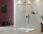 Cezares Liberta Душевая перегородка 100x195h см, прозрачное стекло 8 мм, цвет: черный матовый LIBERTA-L-2-100-C-NERO