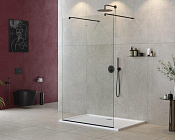 Cezares Liberta Душевая перегородка 110x195h см, прозрачное стекло 8 мм, цвет: черный матовый LIBERTA-L-2-110-120-C-NERO