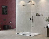 Cezares Liberta Душевая перегородка 115x195h см, прозрачное стекло 8 мм, цвет: черный матовый LIBERTA-L-2-115-C-NERO