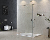 Cezares Liberta Душевая перегородка 130x195h см, прозрачное стекло 8 мм, цвет: хром LIBERTA-L-2-130-120-C-Cr