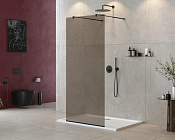 Cezares Liberta Душевая перегородка 90x195h см, тонированное стекло 8 мм, цвет: черный матовый LIBERTA-L-2-90-BR-NERO